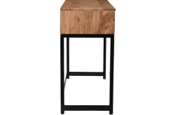 Fashion Miliboo Consola en acacia y metal negro 2 cajones L100 cm STICK