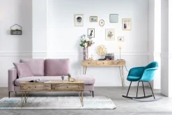 Fashion Miliboo Consola en mango y metal dorado L120 cm LINIUM