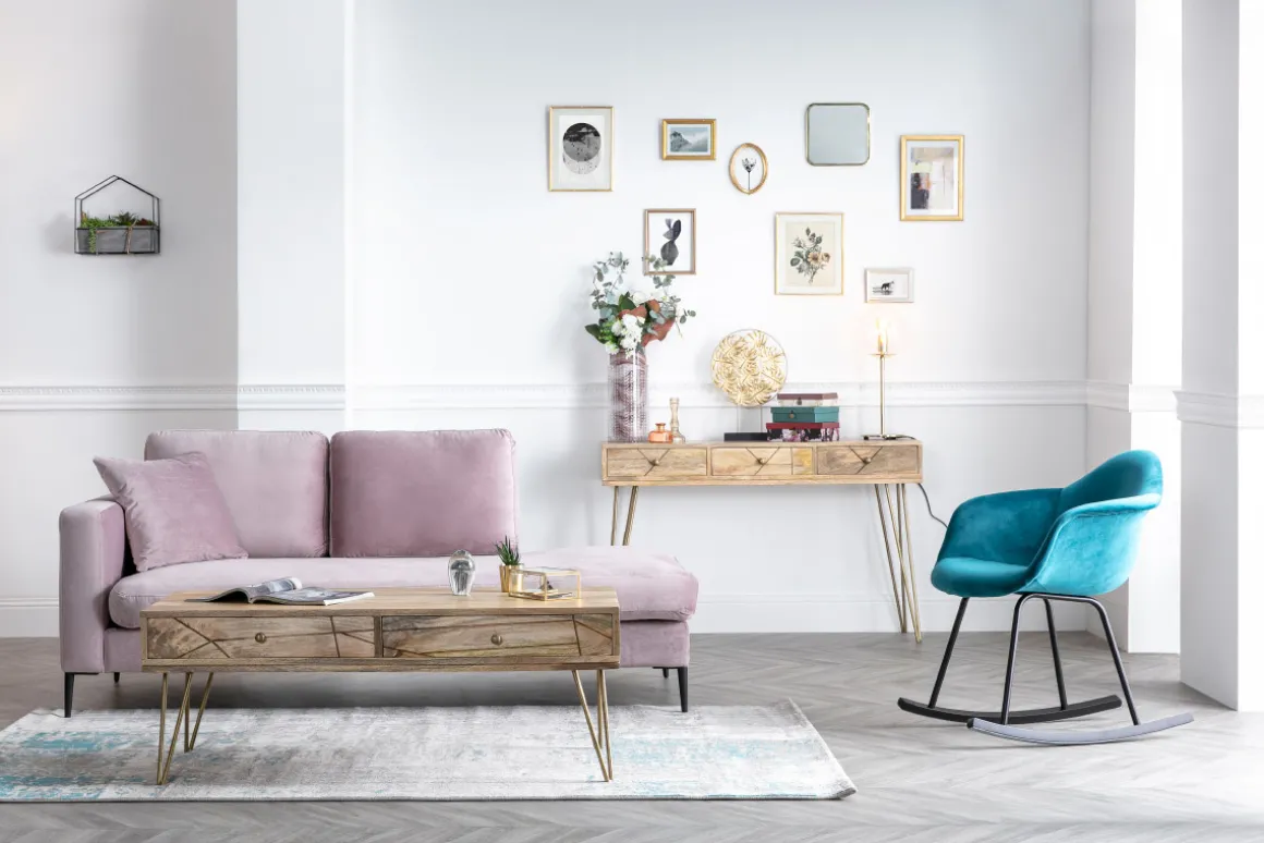 Fashion Miliboo Consola en mango y metal dorado L120 cm LINIUM