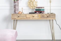 Fashion Miliboo Consola en mango y metal dorado L120 cm LINIUM