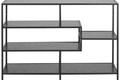Fashion Miliboo Consola industrial metal negro y madera negra L114 cm TRESCA