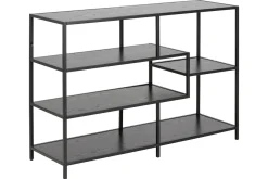 Fashion Miliboo Consola industrial metal negro y madera negra L114 cm TRESCA