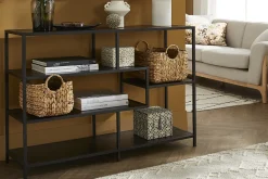 Fashion Miliboo Consola industrial metal negro y madera negra L114 cm TRESCA