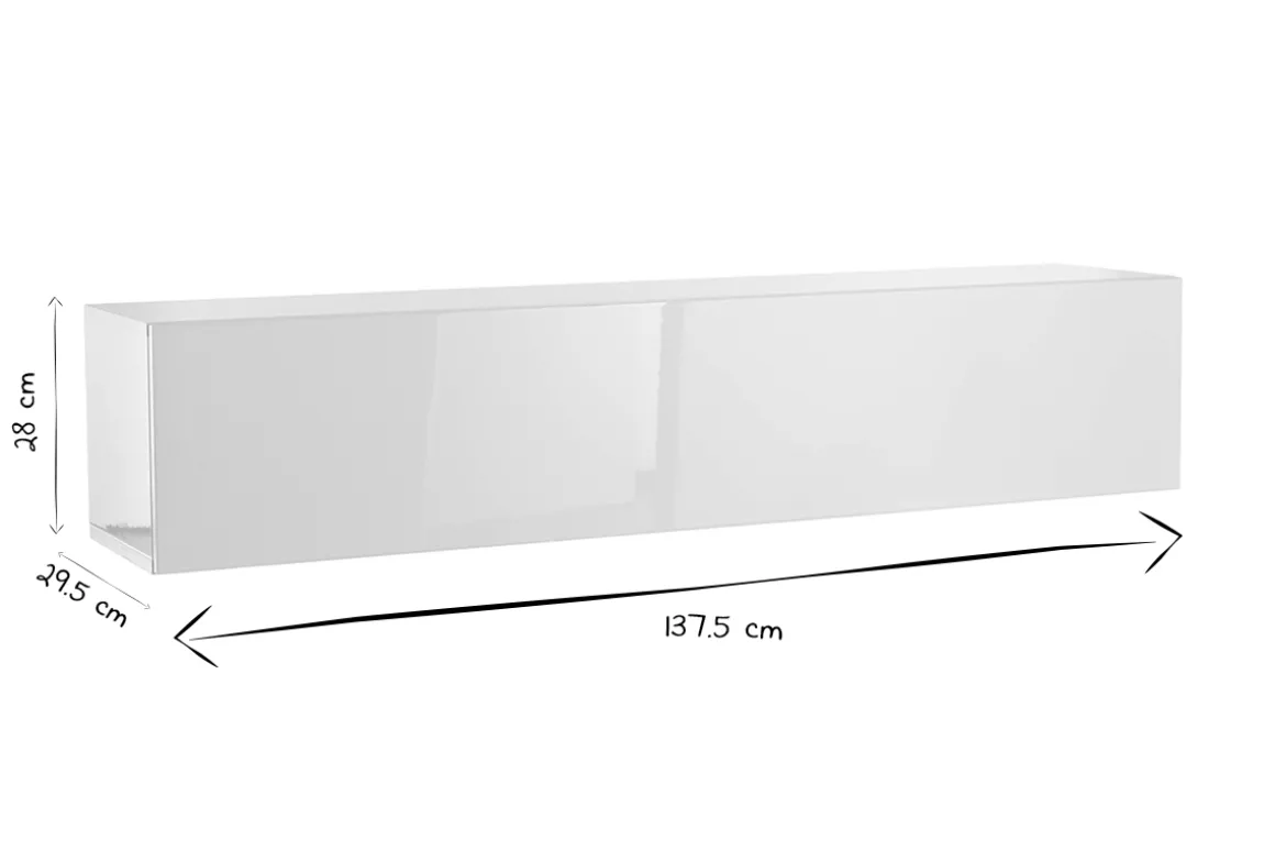 Store Miliboo Elemento de pared TV horizontal lacado blanco brillante ETERNEL
