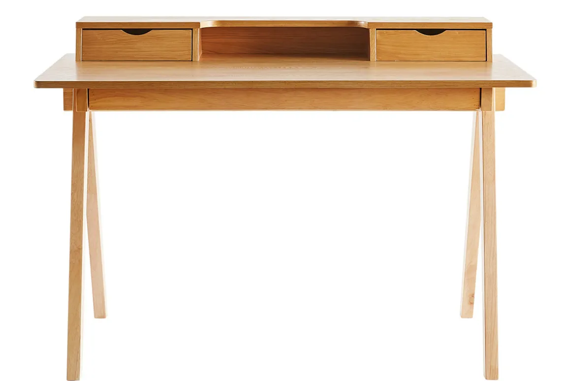 Best Sale Miliboo Escritorio con almacenaje de madera clara 120 cm PULITO
