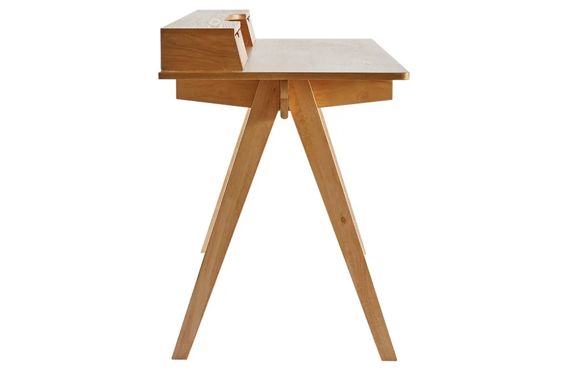 Best Sale Miliboo Escritorio con almacenaje de madera clara 120 cm PULITO
