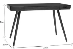 Best Sale Miliboo Escritorio conectado multimedia - Cristal negro y nogal CLEVER