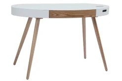Online Miliboo Escritorio conectado multimedia - Vidrio blanco y madera clara HANDY