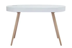 Online Miliboo Escritorio conectado multimedia - Vidrio blanco y madera clara HANDY