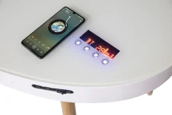 Online Miliboo Escritorio conectado multimedia - Vidrio blanco y madera clara HANDY