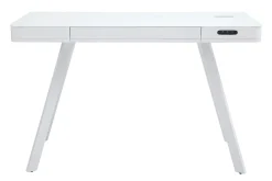 Store Miliboo Escritorio conectado multimedia - Cristal y metal blanco CLEVER