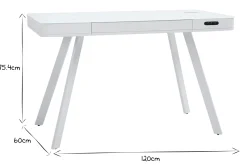 Store Miliboo Escritorio conectado multimedia - Cristal y metal blanco CLEVER
