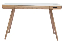 Cheap Miliboo Escritorio conectado multimedia - Cristal blanco y madera CLEVER