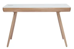 Cheap Miliboo Escritorio conectado multimedia - Cristal blanco y madera CLEVER