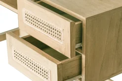 Hot Miliboo Escritorio de madera clara con cajonera de caña de ratán 120 cm GALINA