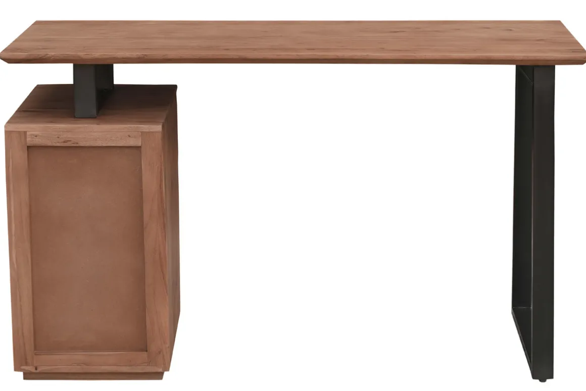 Best Miliboo Escritorio de madera de acacia maciza y metal negro 3 cajones 130 cm HORACE