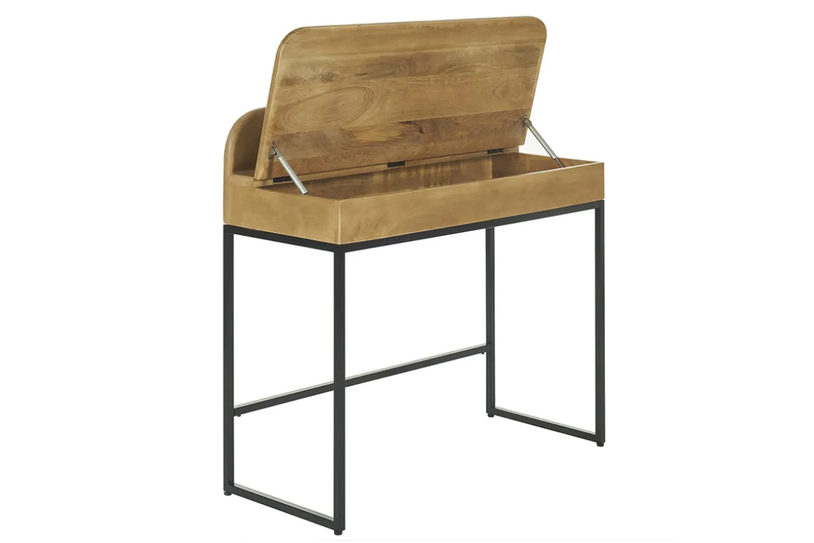 Flash Sale Miliboo Escritorio de madera maciza de mango con almacenaje 100 cm SHIVA