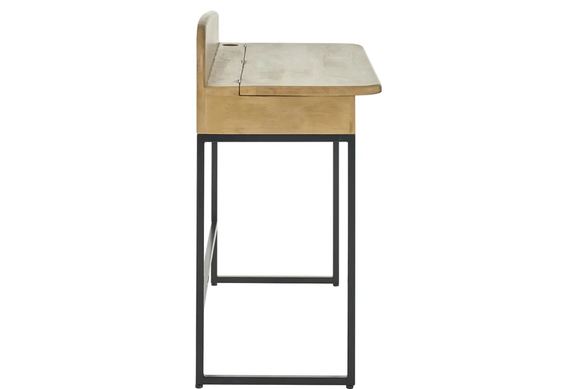 Flash Sale Miliboo Escritorio de madera maciza de mango con almacenaje 100 cm SHIVA