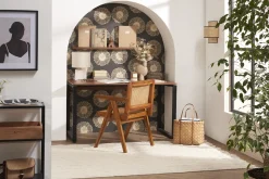 Best Miliboo Escritorio de madera oscura y metal negro 138 cm OPAL