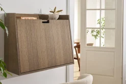 Cheap Miliboo Escritorio de pared vintage con cajonera de madera oscura 78 cm GABIN