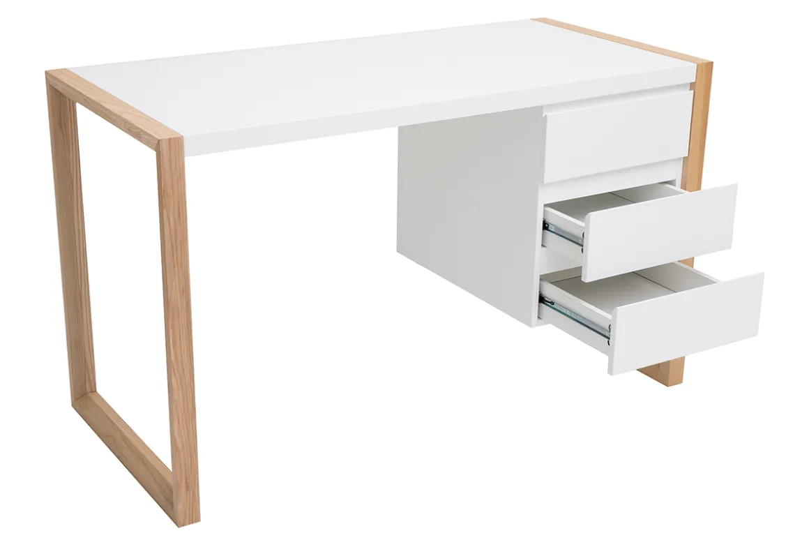 Clearance Miliboo Escritorio diseño 3 cajones blanco mate ARMEL