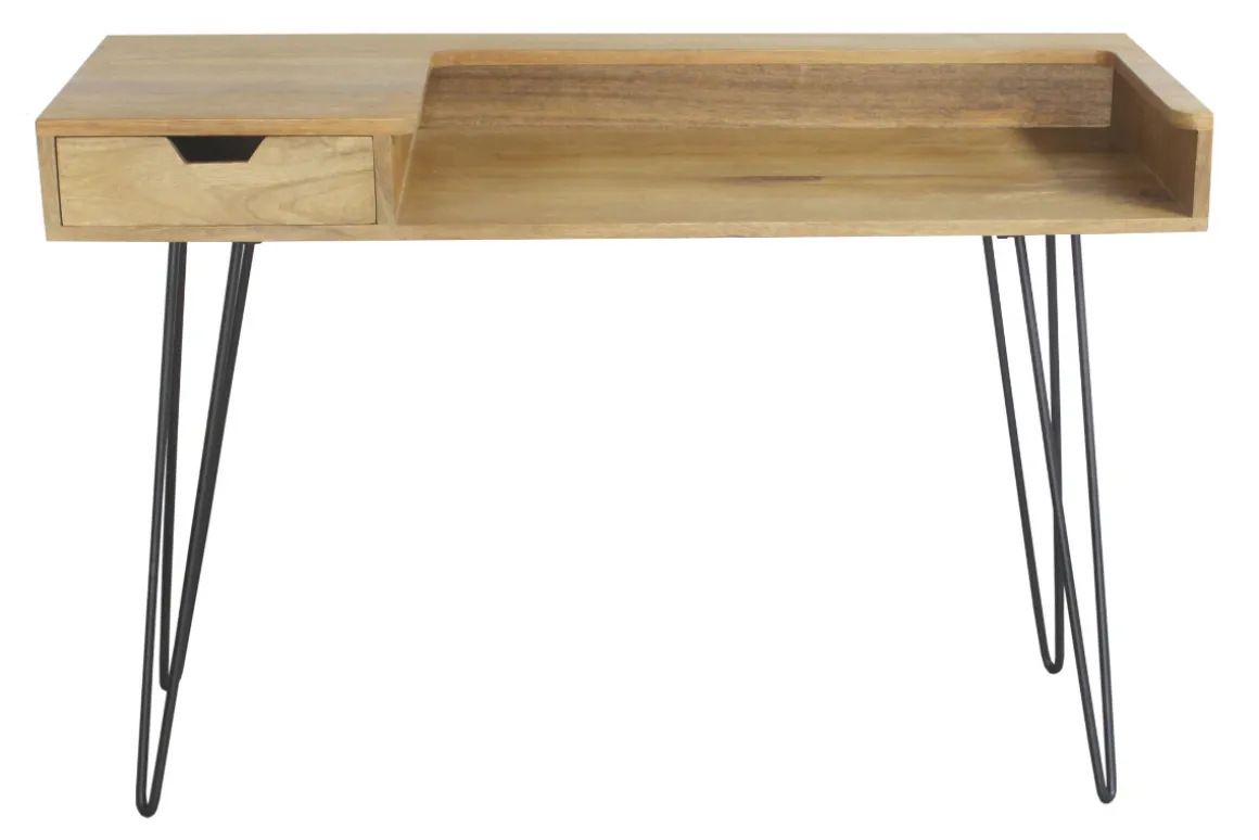 Discount Miliboo Escritorio en mango con patas horquilla metal en negro VIBES