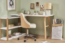 Flash Sale Miliboo Escritorio giratorio diseño escandinavo blanco y roble GILDA