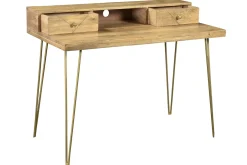 Best Sale Miliboo Escritorio grabado en mango macizo y metal dorado L115 cm LINIUM
