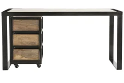 Online Miliboo Escritorio industrial con cajonera móvil en mango macizo L156 cm INDUSTRIA