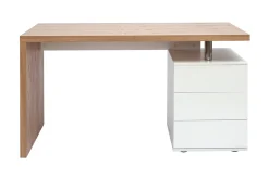 Outlet Miliboo Escritorio moderno en roble claro y blanco CALIX