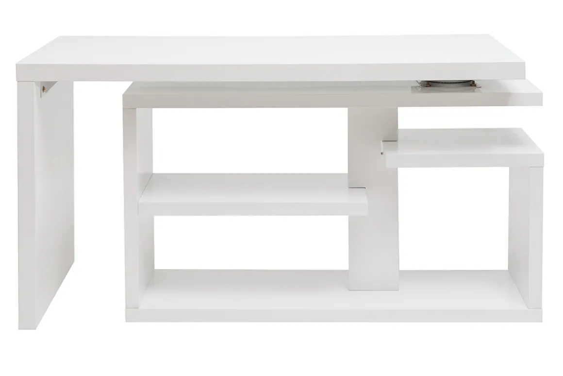 Best Miliboo Escritorio moderno pivotante lacado blanco brillante L147-217 cm HALTON
