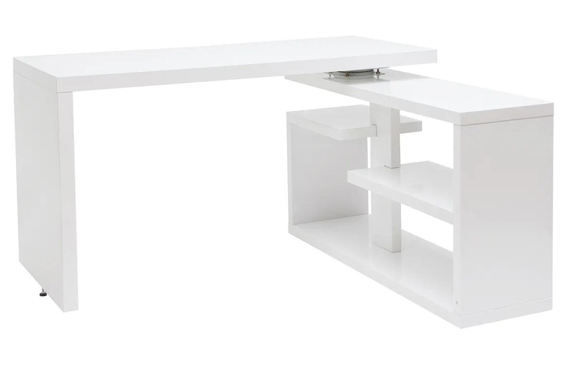 Best Miliboo Escritorio moderno pivotante lacado blanco brillante L147-217 cm HALTON