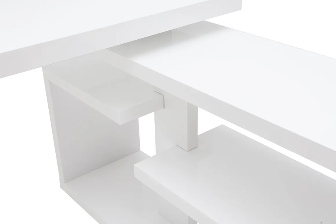Best Miliboo Escritorio moderno pivotante lacado blanco brillante L147-217 cm HALTON