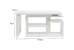 Best Miliboo Escritorio moderno pivotante lacado blanco brillante L147-217 cm HALTON