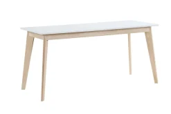 Best Sale Miliboo Escritorio nórdico con cajones madera y blanco L160 LEENA