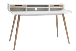 Store Miliboo Escritorio nórdico madera y blanco 2 cajones L140 cm OPUS