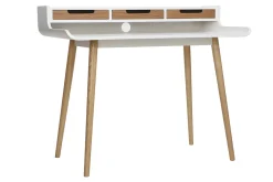 Hot Miliboo Escritorio nórdico madera blanca con almacenaje OPUS
