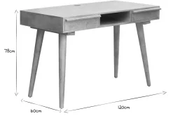 Discount Miliboo Escritorio étnico de madera maciza de mango tallada con 2 cajones KAFFIR