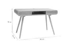 Sale Miliboo Escritorio vintage con almacenaje de madera clara y caña 120 cm OLYMPE