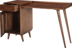 Discount Miliboo Escritorio vintage con compartimento de almacenaje de madera de acacia maciza 130 cm ROBY