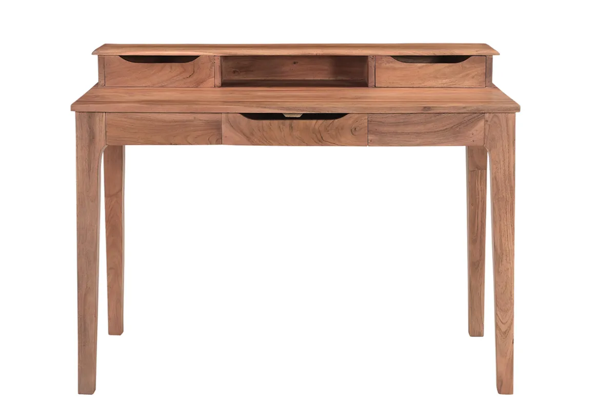 Clearance Miliboo Escritorio vintage de acacia maciza con compartimento y cajones 115 cm GARY
