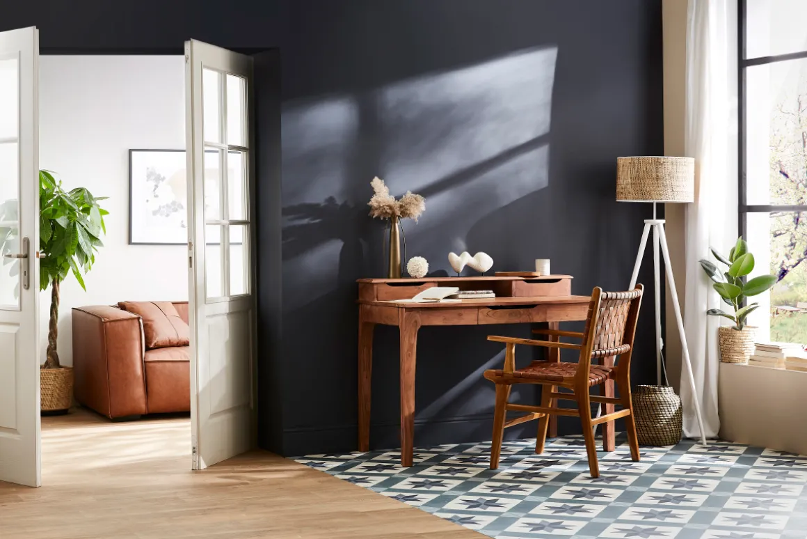 Clearance Miliboo Escritorio vintage de acacia maciza con compartimento y cajones 115 cm GARY