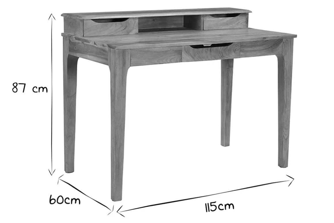 Clearance Miliboo Escritorio vintage de acacia maciza con compartimento y cajones 115 cm GARY