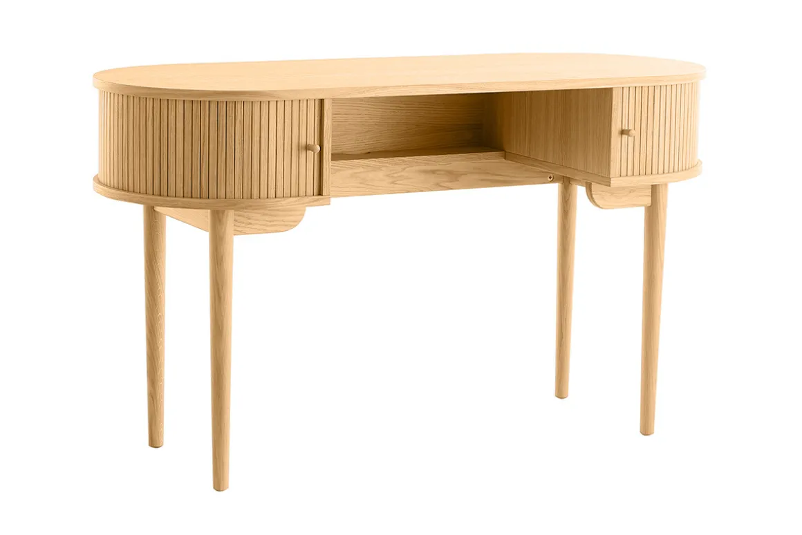 Discount Miliboo Escritorio vintage de contrachapado de roble con patas de roble macizo EPIC