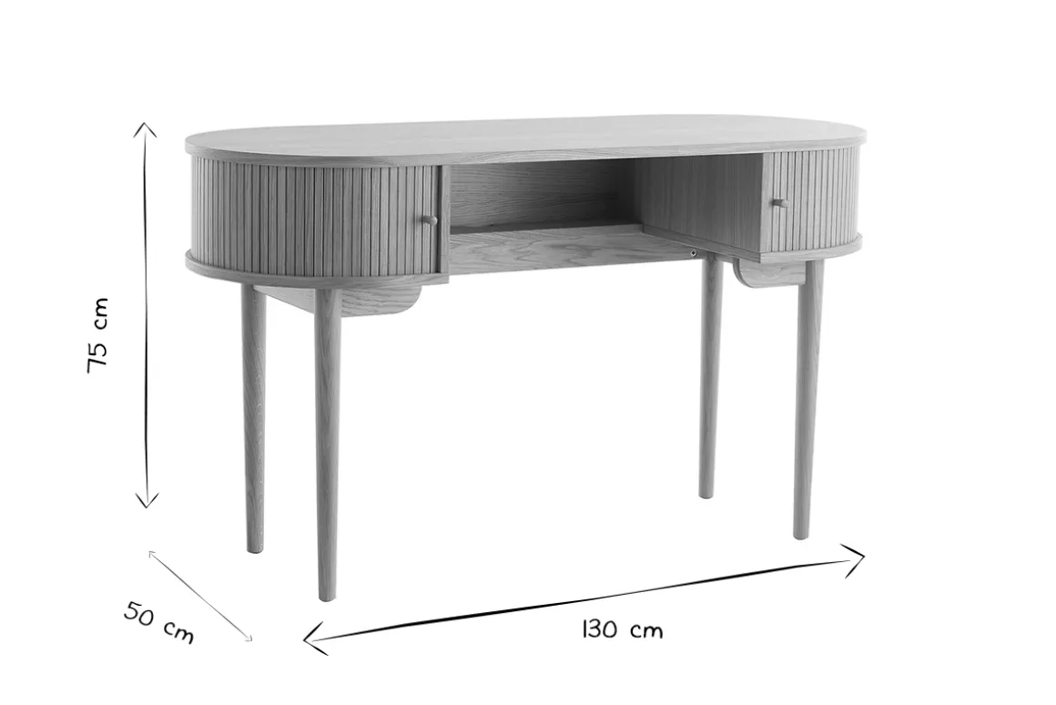 Discount Miliboo Escritorio vintage de contrachapado de roble con patas de roble macizo EPIC