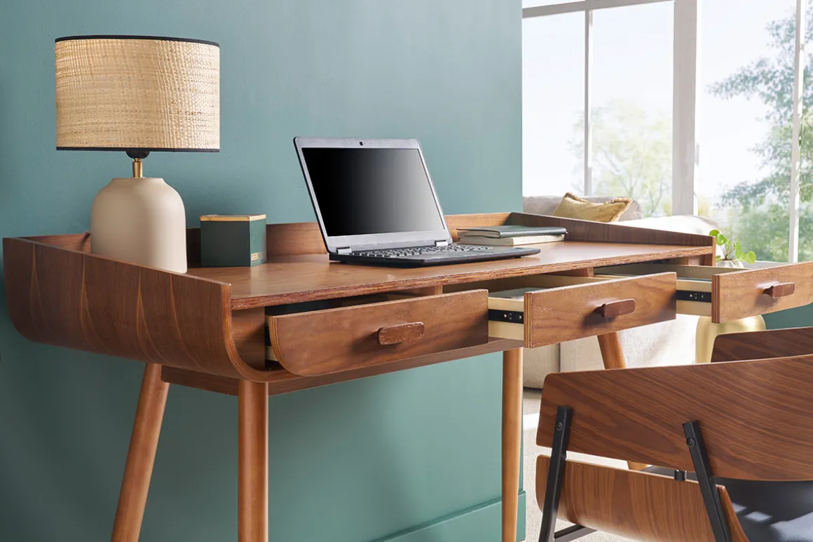 Shop Miliboo Escritorio vintage madera nogal HALLEN
