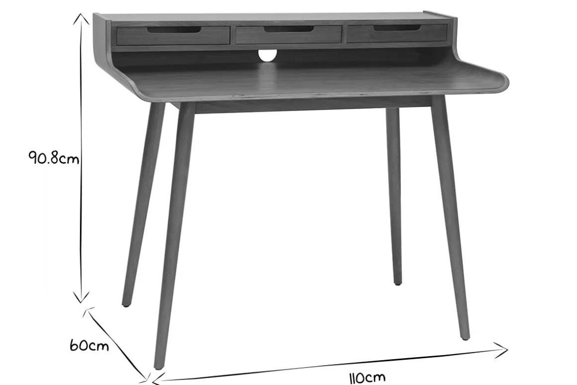 Best Miliboo Escritorio vintage nogal 3 cajones L110 cm OPUS