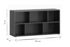 Outlet Miliboo Estantería baja acabado de madera negra 140 cm EPURE