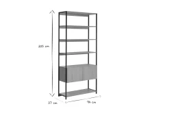 Sale Miliboo Estantería con espacio de almacenaje cerrado de madera de roble claro y acabado metálico negro 94 cm FLEA