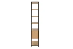 Sale Miliboo Estantería con espacio de almacenaje cerrado de madera de roble claro y acabado metálico negro 94 cm FLEA